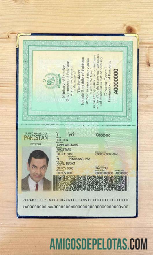 Foto do passaporte do Paquistão exemplo real